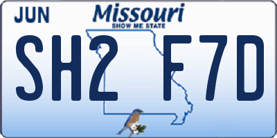 MO license plate SH2F7D