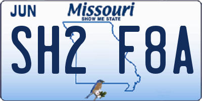 MO license plate SH2F8A