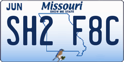 MO license plate SH2F8C
