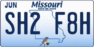 MO license plate SH2F8H