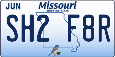 MO license plate SH2F8R