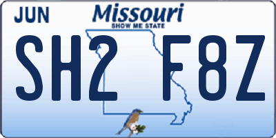 MO license plate SH2F8Z