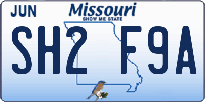 MO license plate SH2F9A