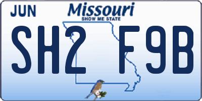 MO license plate SH2F9B