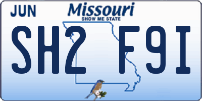 MO license plate SH2F9I