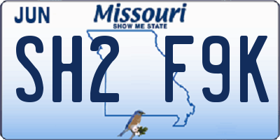 MO license plate SH2F9K