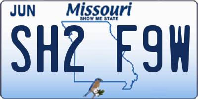 MO license plate SH2F9W