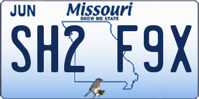 MO license plate SH2F9X