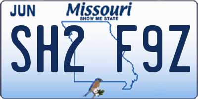 MO license plate SH2F9Z