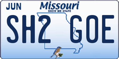 MO license plate SH2G0E