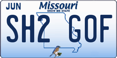 MO license plate SH2G0F