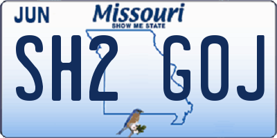 MO license plate SH2G0J
