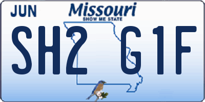 MO license plate SH2G1F