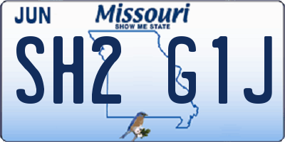 MO license plate SH2G1J