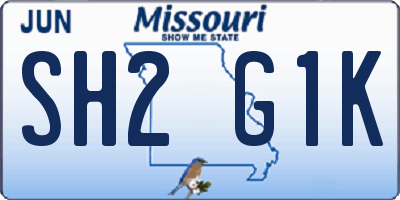 MO license plate SH2G1K