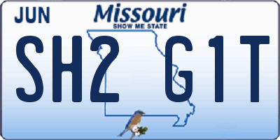 MO license plate SH2G1T