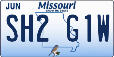 MO license plate SH2G1W