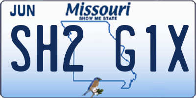MO license plate SH2G1X