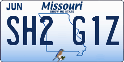 MO license plate SH2G1Z