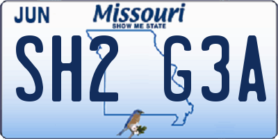 MO license plate SH2G3A