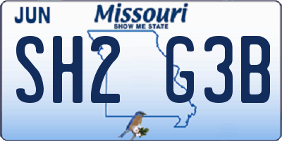 MO license plate SH2G3B