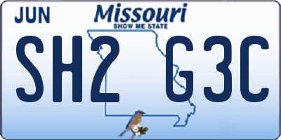 MO license plate SH2G3C
