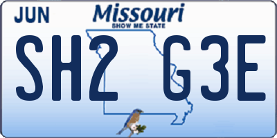 MO license plate SH2G3E