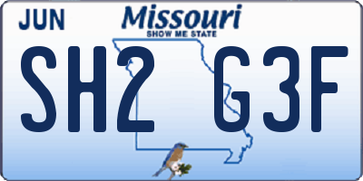 MO license plate SH2G3F