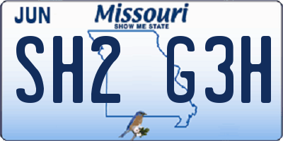 MO license plate SH2G3H