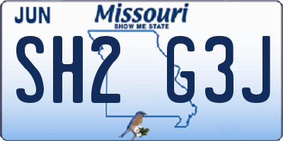 MO license plate SH2G3J