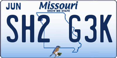MO license plate SH2G3K