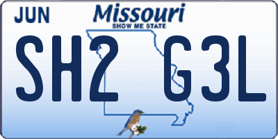 MO license plate SH2G3L