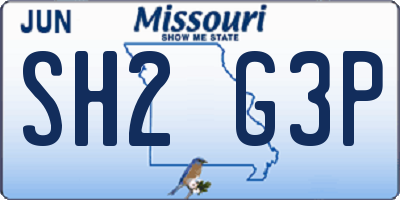 MO license plate SH2G3P