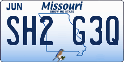 MO license plate SH2G3Q