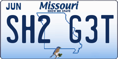 MO license plate SH2G3T