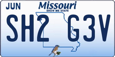 MO license plate SH2G3V
