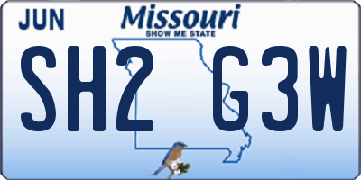 MO license plate SH2G3W