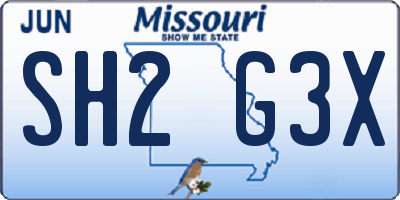 MO license plate SH2G3X