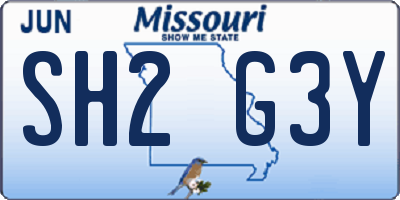 MO license plate SH2G3Y