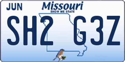 MO license plate SH2G3Z