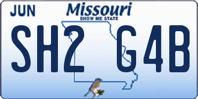 MO license plate SH2G4B