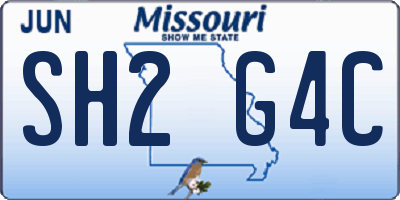MO license plate SH2G4C