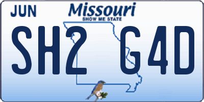 MO license plate SH2G4D