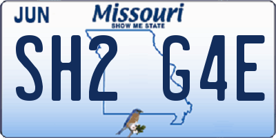 MO license plate SH2G4E