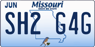 MO license plate SH2G4G