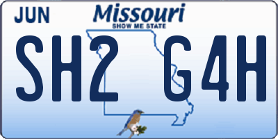 MO license plate SH2G4H