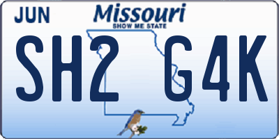 MO license plate SH2G4K