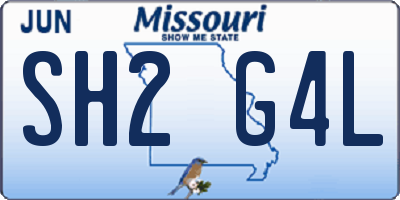 MO license plate SH2G4L