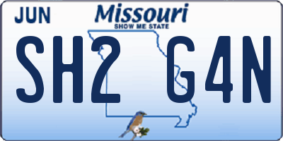 MO license plate SH2G4N