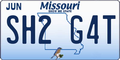 MO license plate SH2G4T